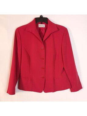 Gianni Sport Red Blazer Womens 10 4 Button USA Made Poly Rayon Jacket